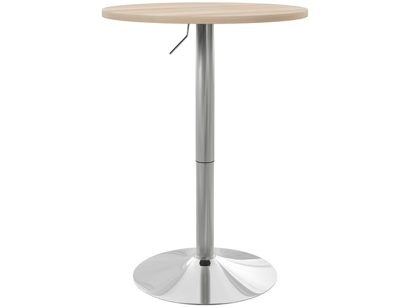  Table de bar ronde table haute cuisine réglable en hauteur 69-91 cm plateau pivotante à 360° naturel et gris  - Conforama B