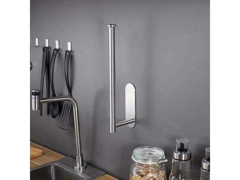  Porte-rouleau de cuisine, aucun perçage requis, porte-rouleau de cuisine, porte-rouleau pratique autocollant pour éléments bas, acier inoxydable  - Conforama B