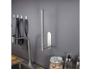 Porte-rouleau de cuisine, aucun perçage requis, porte-rouleau de cuisine, porte-rouleau pratique autocollant pour éléments bas, acier inoxydable