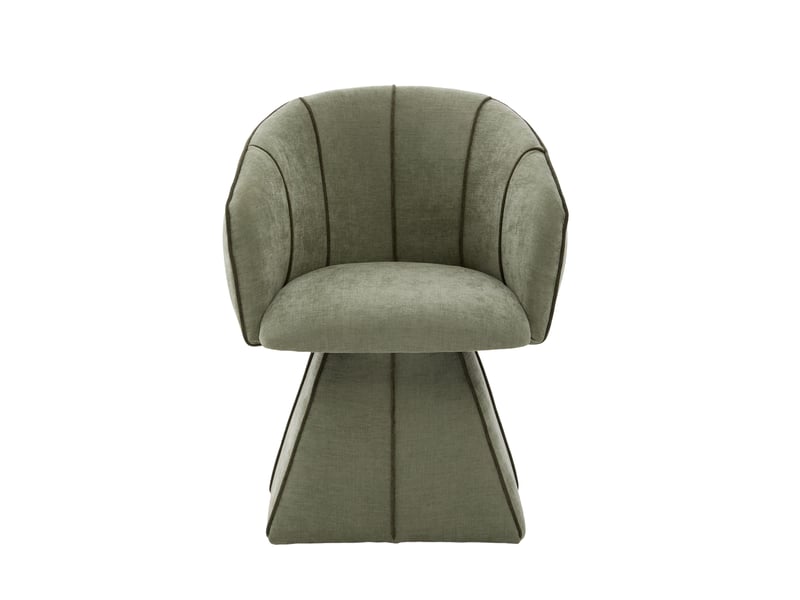 Fauteuil pivotant 360° en chenille vert olive 56x54x74,5 cm - Conforama A