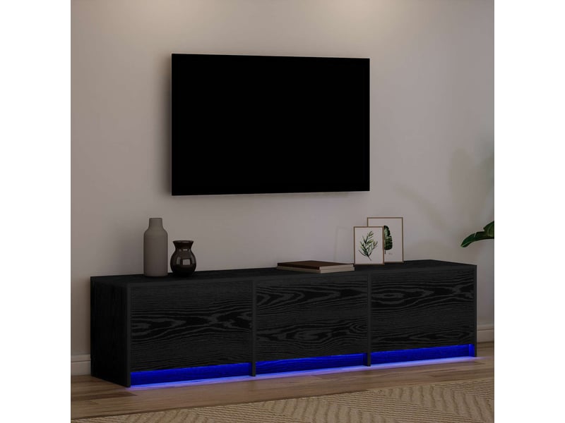 Meuble tv - banc tv - meuble de rangement chêne noir bois d'ingénierie - Conforama E