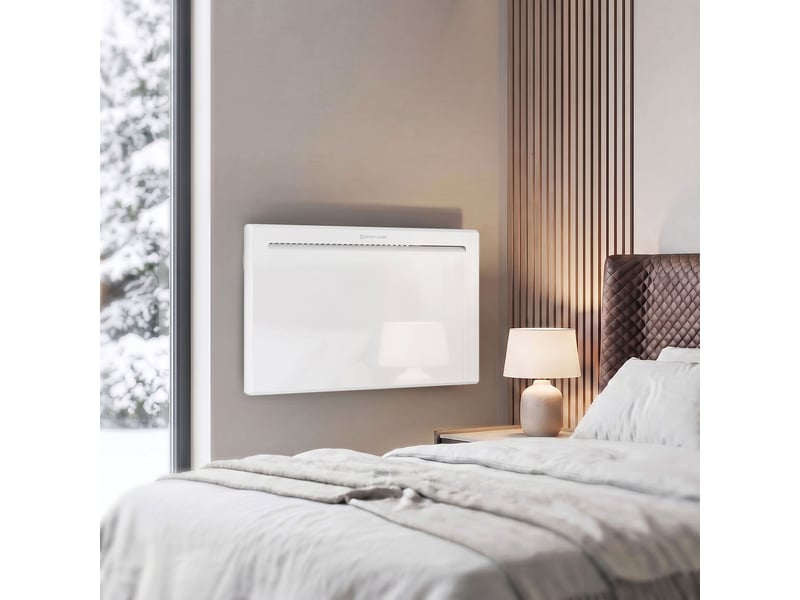  Radiateur électrique 1500 w connecté wifi sur pied ou mural, commandes vocales, 4 modes, écran led, 70x21,5x43,5cm blanc  - Conforama B