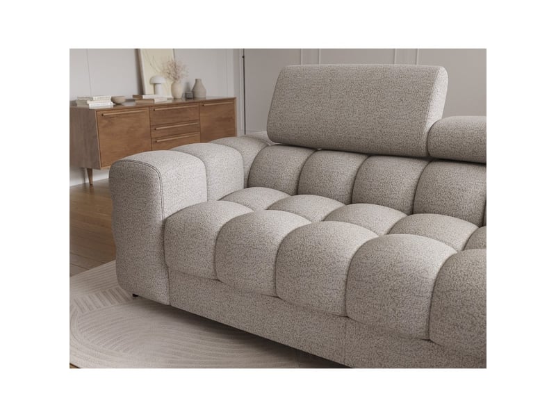  Canapé d'angle droit convertible beige chiné allure contemporaine 285x99x181cm filtro  - Conforama D