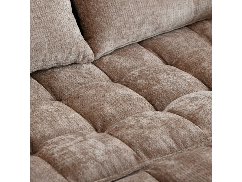  Canapé convertible 3-en-1 142 cm en chenille, lit gigogne, rangements, porte-gobelets et coussins, marron, design actuel  - Conforama E