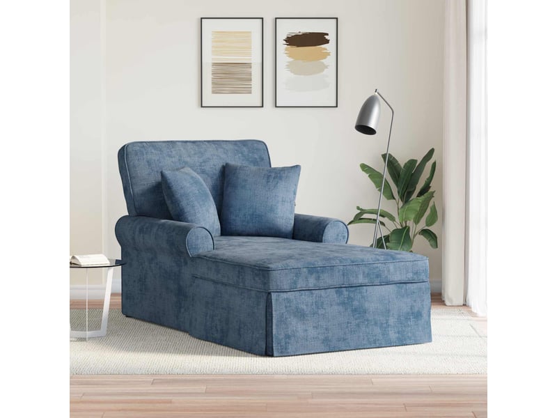  Vidaxl chaise lounge avec jupe avec coussin bleu 157 x 91 x 91 cm ares  - Conforama B