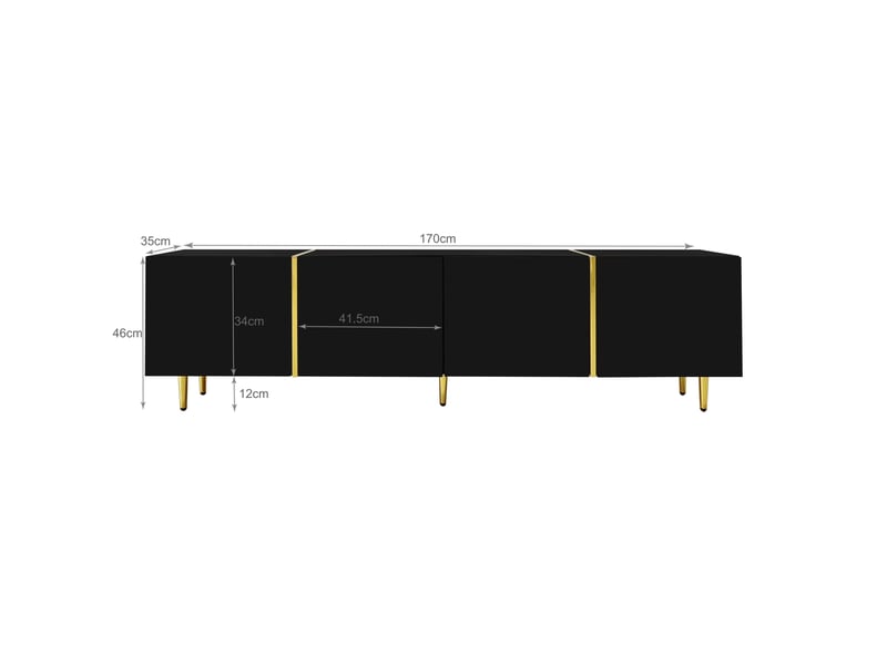  Ensemble meuble tv et table basse modenvie noir brillant avec rangement 170 x 35 x 46 cm et 100 x 60 x 41,5 cm  - Conforama C