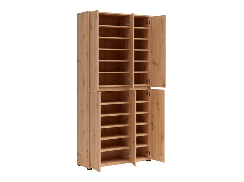  Armoire meuble à chaussures 6 portes coloris chêne artisan - longueur 103 x profondeur 34 x hauteur 210 cm  - Conforama C