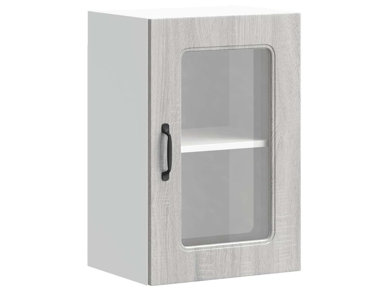  Armoire murale de cuisine avec porte vitrée kalmar bois d'ingénierie gris sonoma shl7323  - Conforama A