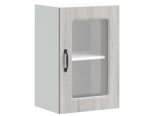 Armoire murale de cuisine avec porte vitrée kalmar bois d'ingénierie gris sonoma shl7323