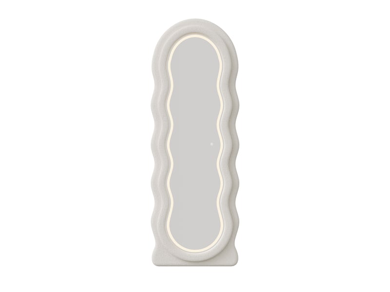 Miroir sur pied led - 45 x 150 cm - blanc - miroir corps entier en verre trempé avec cadre irrégulier et éclairage - Conforama A