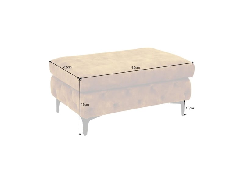  Pouf velena jaune moutarde capitonné – pouf baroque en velours avec pieds métal noirs  - Conforama C