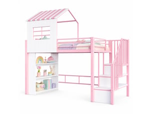 Lit mezzanine 90x200 cm    coloris rose