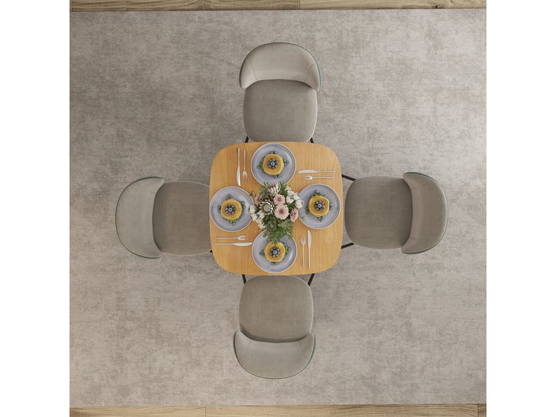  Table à manger pour 4 personne table de cuisine style moderne avec plateau aspect bois, bois naturel, 70 x 70 cm  - Conforama W