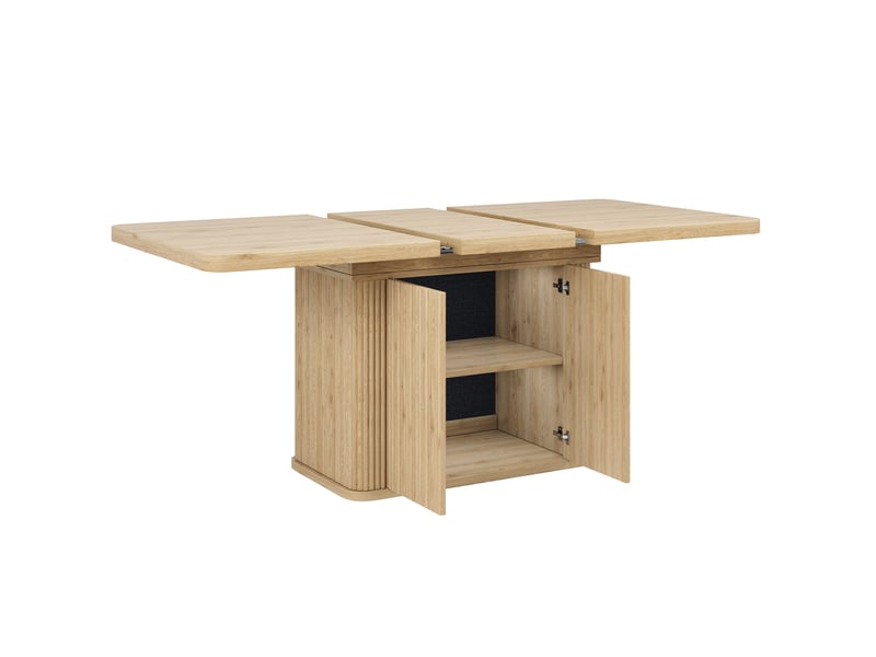 Table à manger extensible 140-180 x 80 cm – bois clair – rangement dissimulé et plateau central modulable - Conforama D