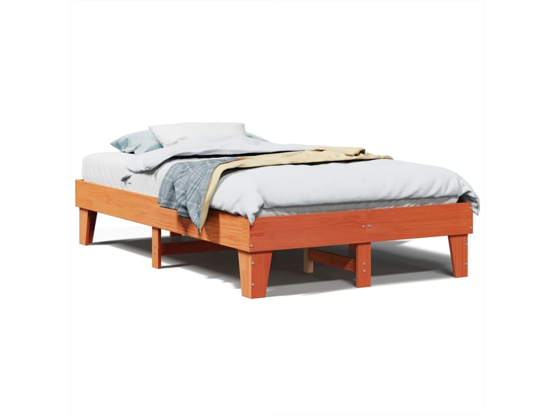  Lit double- lit adulte -  cadre de lit sans matelas  marron 135x190cm bois pin massif  - Conforama A
