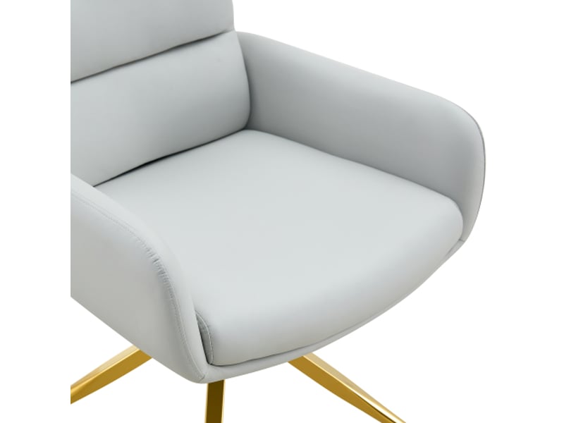 Chaises pivotantes luxe lot de 2 gris chaud pu pieds dorés en métal 360° salle à manger espace détente - Conforama E