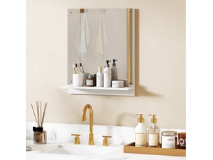 Miroir rectangulaire de salle de bain coloris blanc <strong>MIVRAY </strong> <strong></strong> - 14 cm x 50 cm