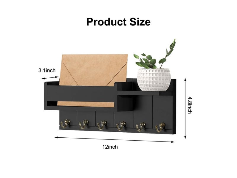 Bois boite a clef, boîte à clés en bois avec 6 crochets à clés, boîte à clés moderne, porte-clés mural pour salon, cuisine, chambre à coucher, noir XLH-ZLS-014407ZLS - Conforama C