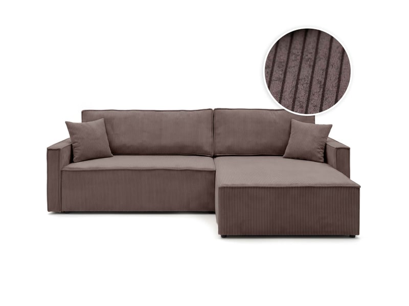  Farah - canapé d'angle max réversible et convertible 5 places accoudoirs slim en velours côtelé  - Conforama A