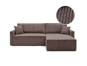 Canapé d'angle réversible convertible LOUNGITUDE FARAH 5 places Velours côtelé Marron glacé