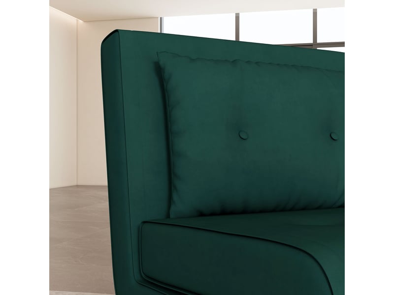  Fauteuil convertible en lit une place, effet velours vert foncé, dossier inclinable, pour chambre d'amis  - Conforama E