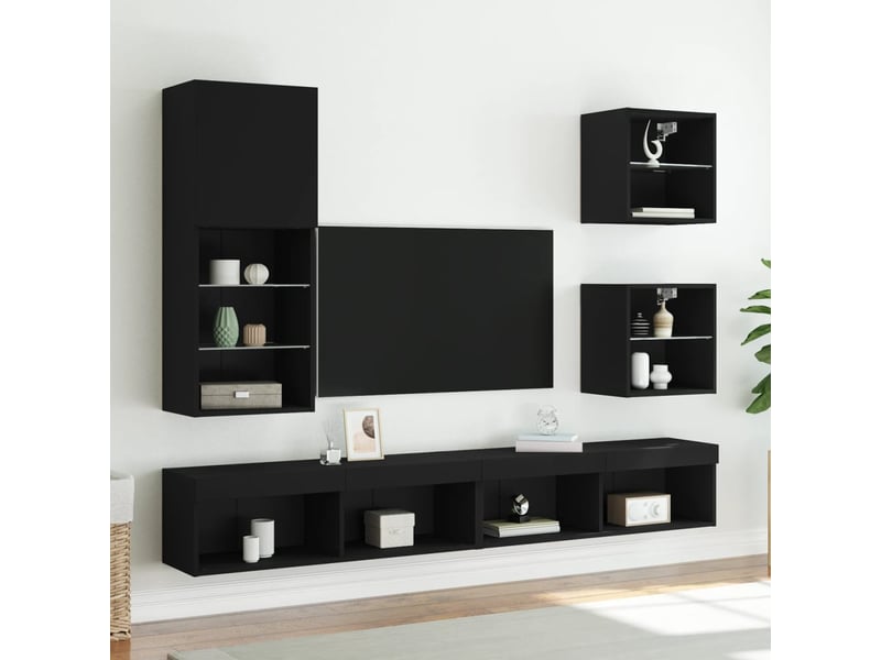  Table de chevet - cabinet de chevet - table de nuit murale avec lumières led noir  - Conforama D