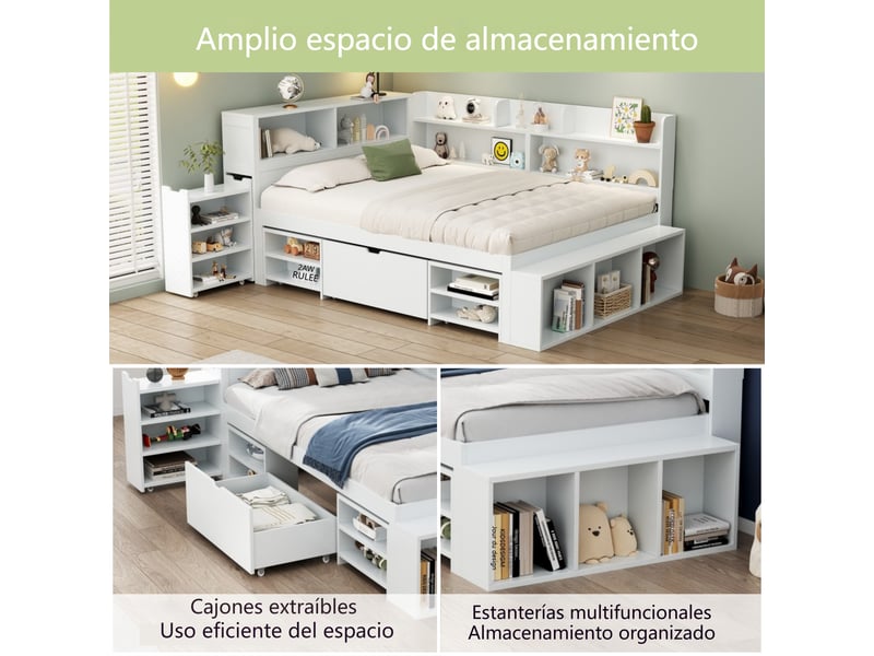  Lit enfant en contreplaqué blanc 109x244 cm  - Conforama E