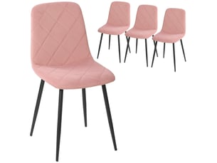 Lot de 4 chaises de salle à manger tissu aspect velours rose 45 x 54 x 87 cm