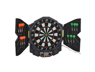 Cible de fléchettes électronique, 27 jeux pour 8 joueurs, écran led et haut-parleur, noire