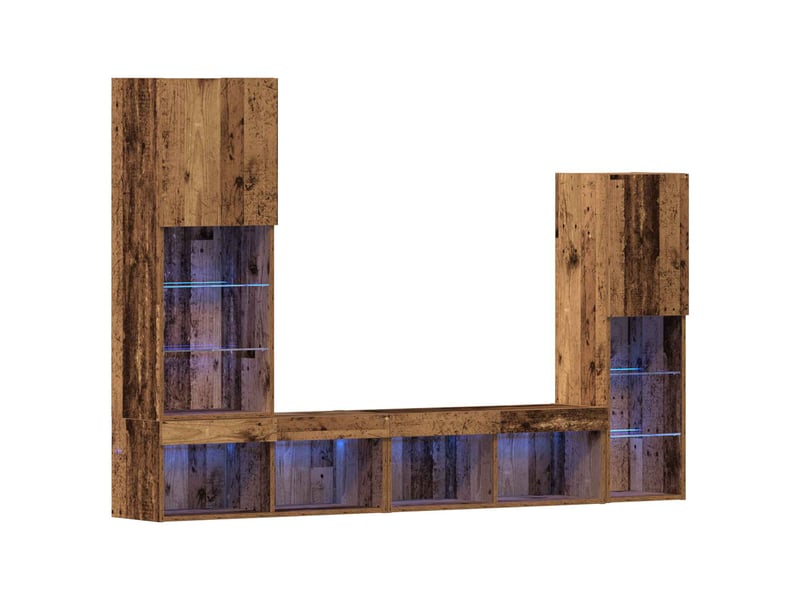 Meuble tv - banc tv - meuble de rangement 4 pcs bois ancien bois d'ingénierie - Conforama A