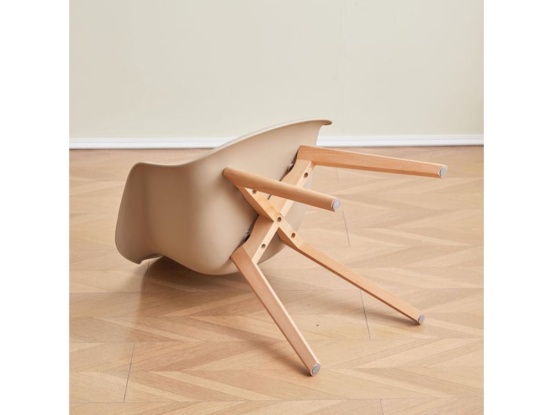  Lot de 4 chaises de salle à manger -pieds en hêtre - chaises de salle à manger scandinaves - beige  - Conforama D