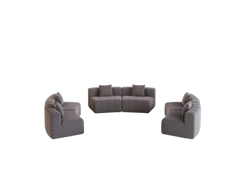  Canapé 6 places - 444.5x222x73.6 cm - canapé demi-lune modulaire incurvé chenille avec coussins, sans montage - gris  - Conforama A