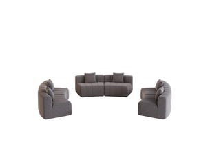 Canapé 6 places - 444.5x222x73.6 cm - canapé demi-lune modulaire incurvé chenille avec coussins, sans montage - gris