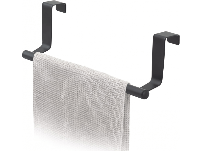  Black porte serviettes torchons sur porte, barre acier inox à suspendre sur porte de placard, installation sans perçage  - Conforama D