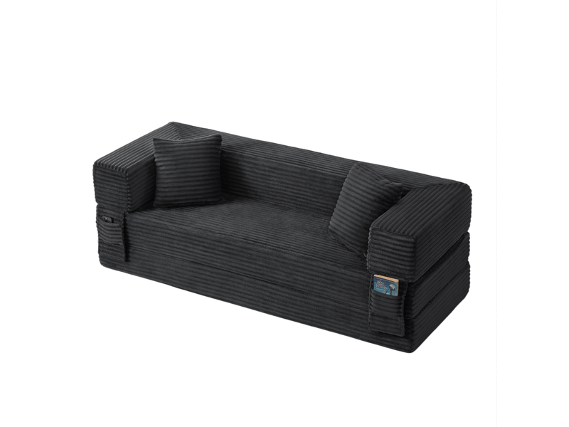  Canapé convertible 3 places en velours côtelé avec fonction lit, gris foncé  - Conforama A