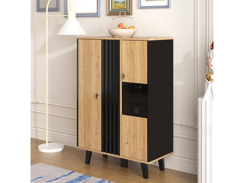  Lit mezzanine en bois 90x200 cm avec armoire de rangement, escalier de rangement, bandeau led multicolore, design auvent sommier à lattes rose  - Conforama B