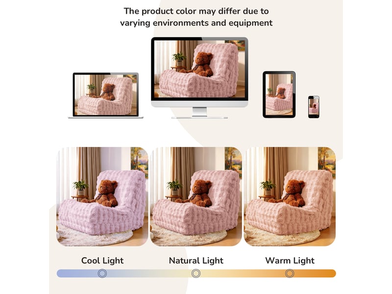  Fauteuil de sol avec dossier en flanelle rose T3800P541322 - Conforama E
