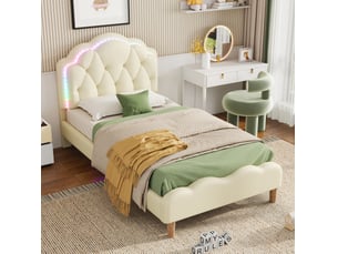 Lit simple 90x200 cm <strong>MODENUIT </strong>  <strong></strong> coloris beige
