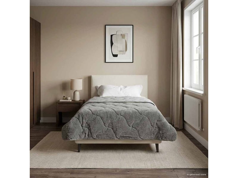  Duvet - couette complet toute l'année matelassé anthracite 140 x 220 cm  - Conforama D