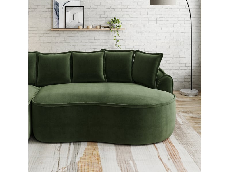  Canapé modulable convertible 2 places en tissu vert, modules sans cadre et méridiennes profondes, sans montage  - Conforama D