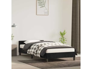 Lit adulte, lit simple, cadre de lit sans matelas noir 100x200cm velours cf15153