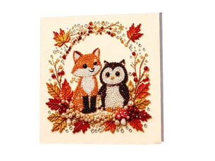 Kit diy peinture diamant renard-hibou mignon, 3d perles – 30x40cm, activité manuelle et déco