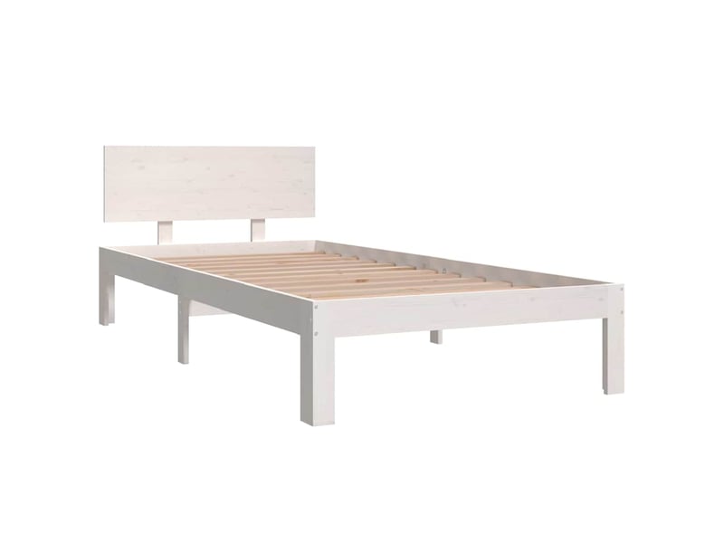  Lit simple- lit adulte -  cadre de lit sans matelas blanc bois de pin massif 90x200 cm  - Conforama B