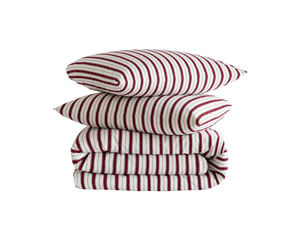 Parure de lit 200x200 flanelle à rayures terre de nuit