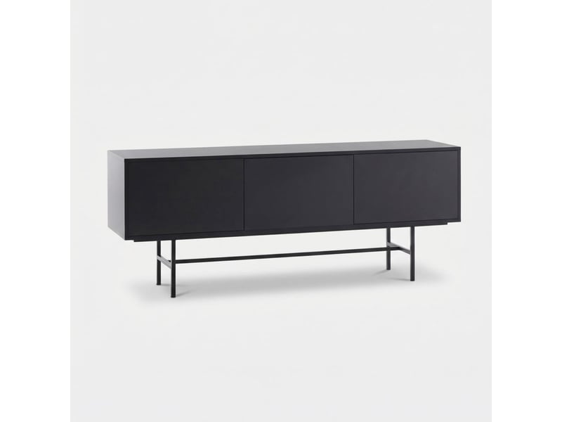 Meuble tv moderne avec 3 portes noir enova  - Conforama A