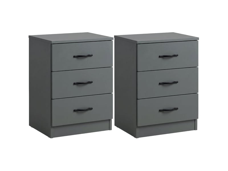  Table de chevet riano, commode de nuit, chambre, 56x40x36cm, set de 2, 3 tiroirs, vert 3332406 - Conforama A