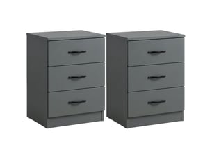 Table de chevet riano, commode de nuit, chambre, 56x40x36cm, set de 2, 3 tiroirs, vert
