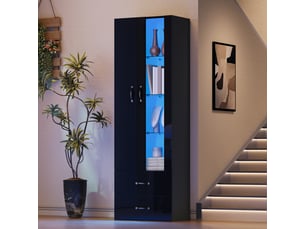 Vitrine coloris noir 3 étagère(s) <strong></strong> <strong></strong> - 59.5 cmx182 cm