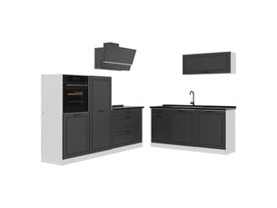 Vicco cuisine, anthracite campagneblanc, 220cm plan de travail anthracite