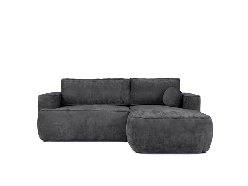  Canapé d'angle moon mini avec fonction couchage, tissu flow, droite, anthracite (21)  - Conforama C